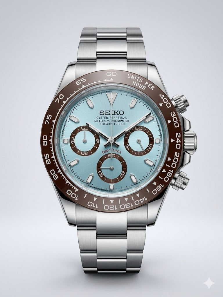 Daytona Mod Ice blue Dial Chocolate Bezel – JS Watches