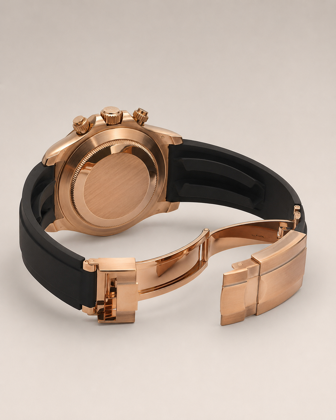 Daytona Mod – Rose Gold Meteorite Dial Rubber Strap