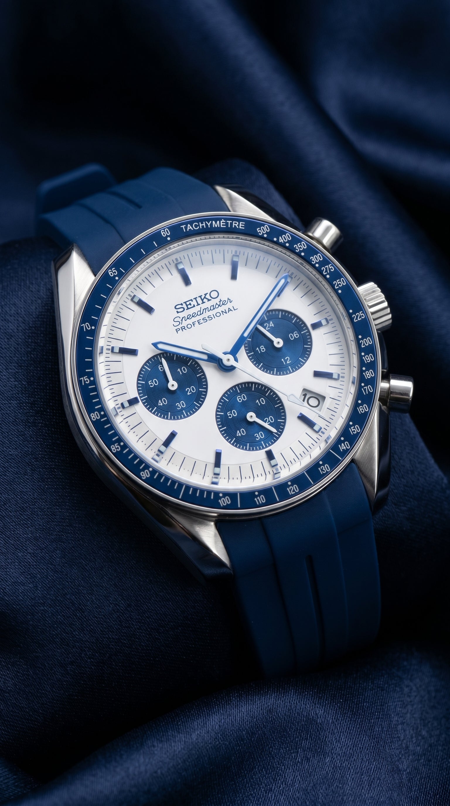 Blue Speedmaster Rubber Strap