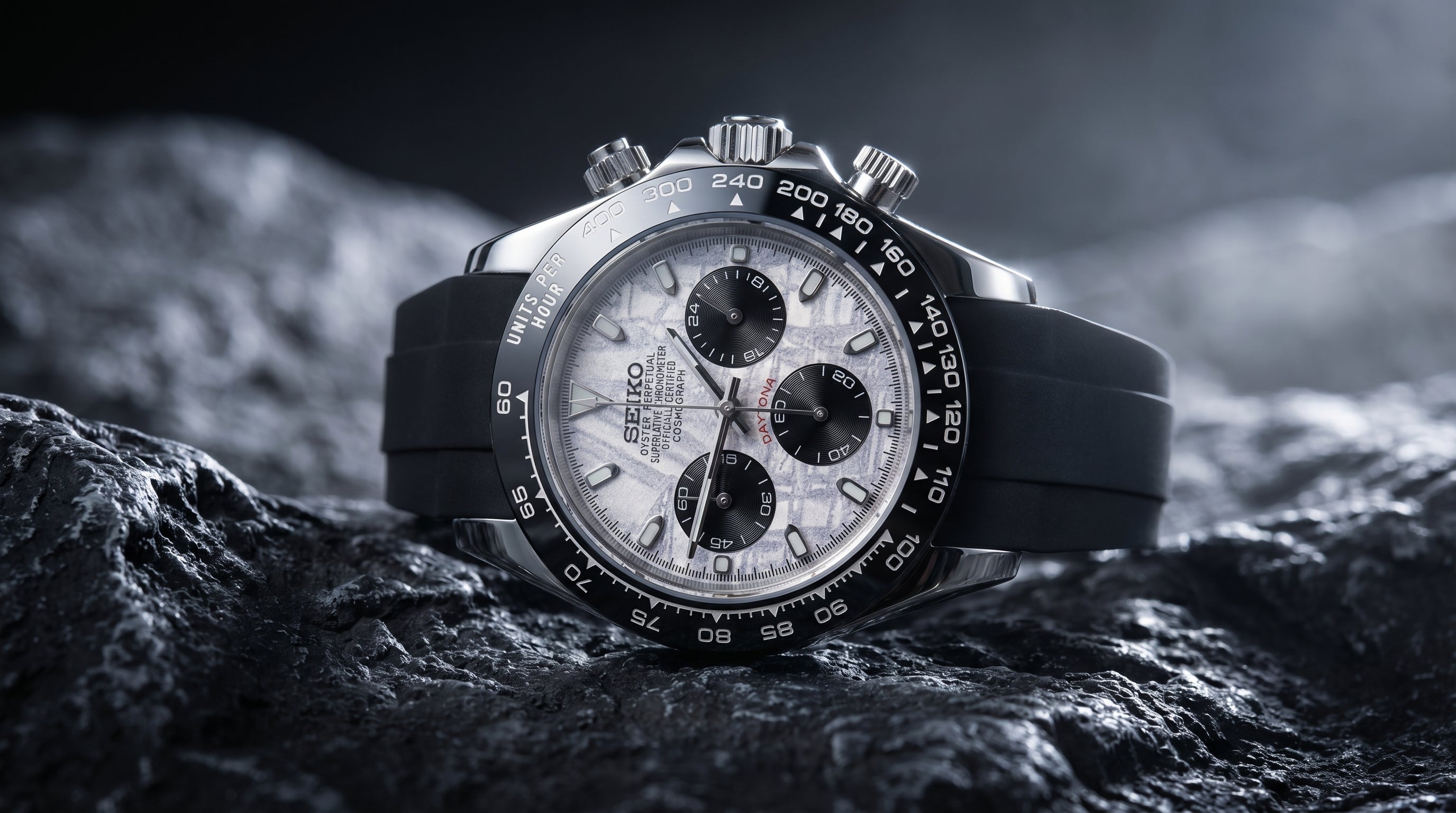 Meteorite Daytona Black Rubber Strap
