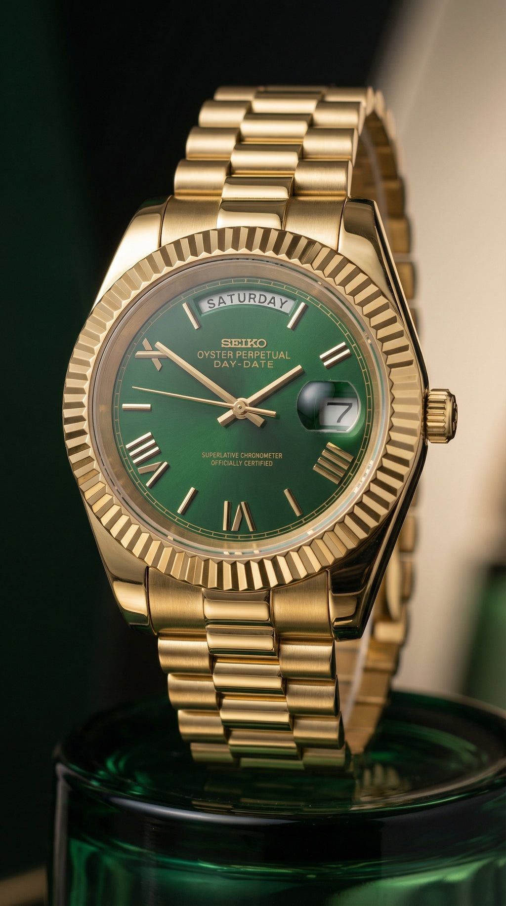Solid Green Gold Day-Date Automatic