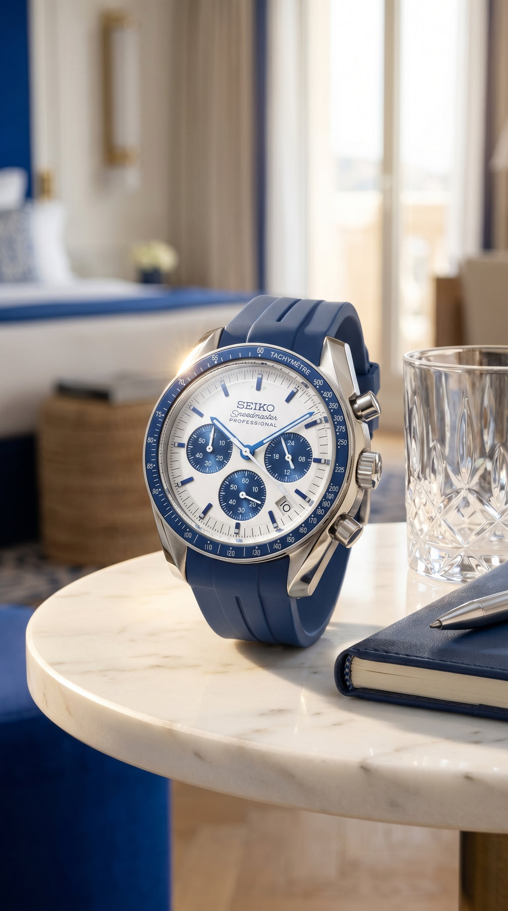 Blue Speedmaster Rubber Strap