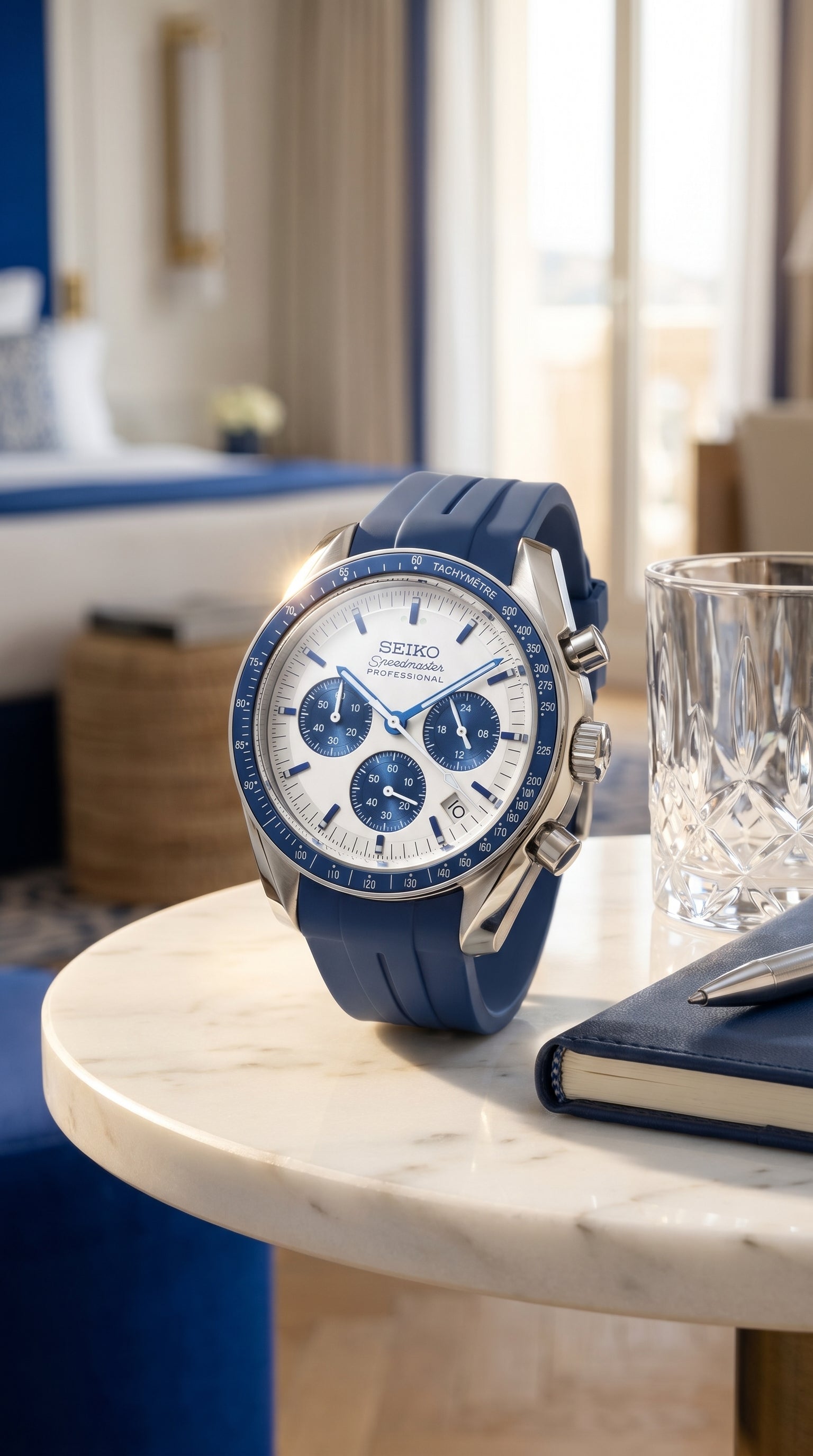 Blue Speedmaster Rubber Strap