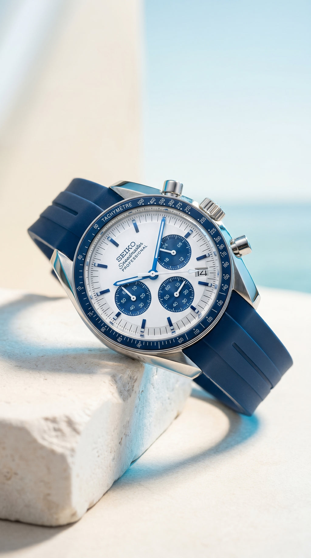 Blue Speedmaster Rubber Strap