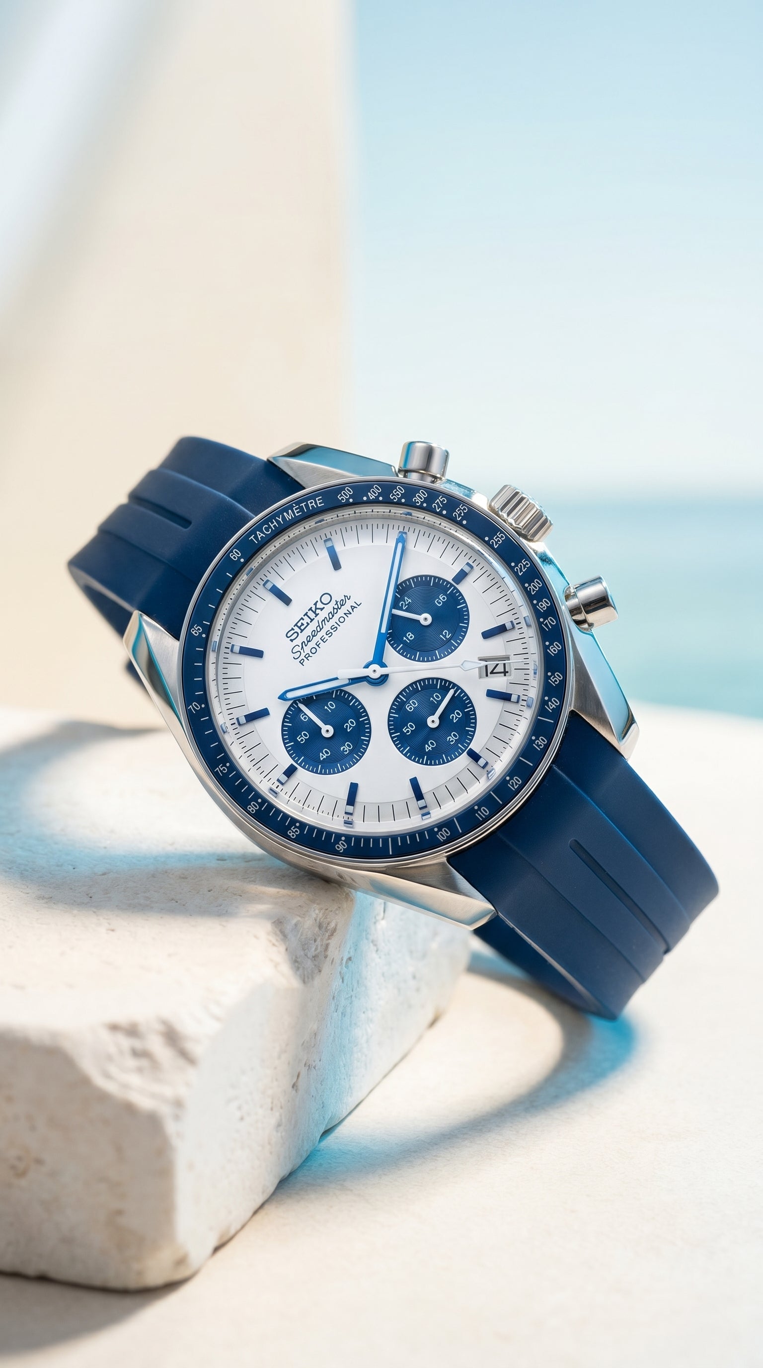 Blue Speedmaster Rubber Strap