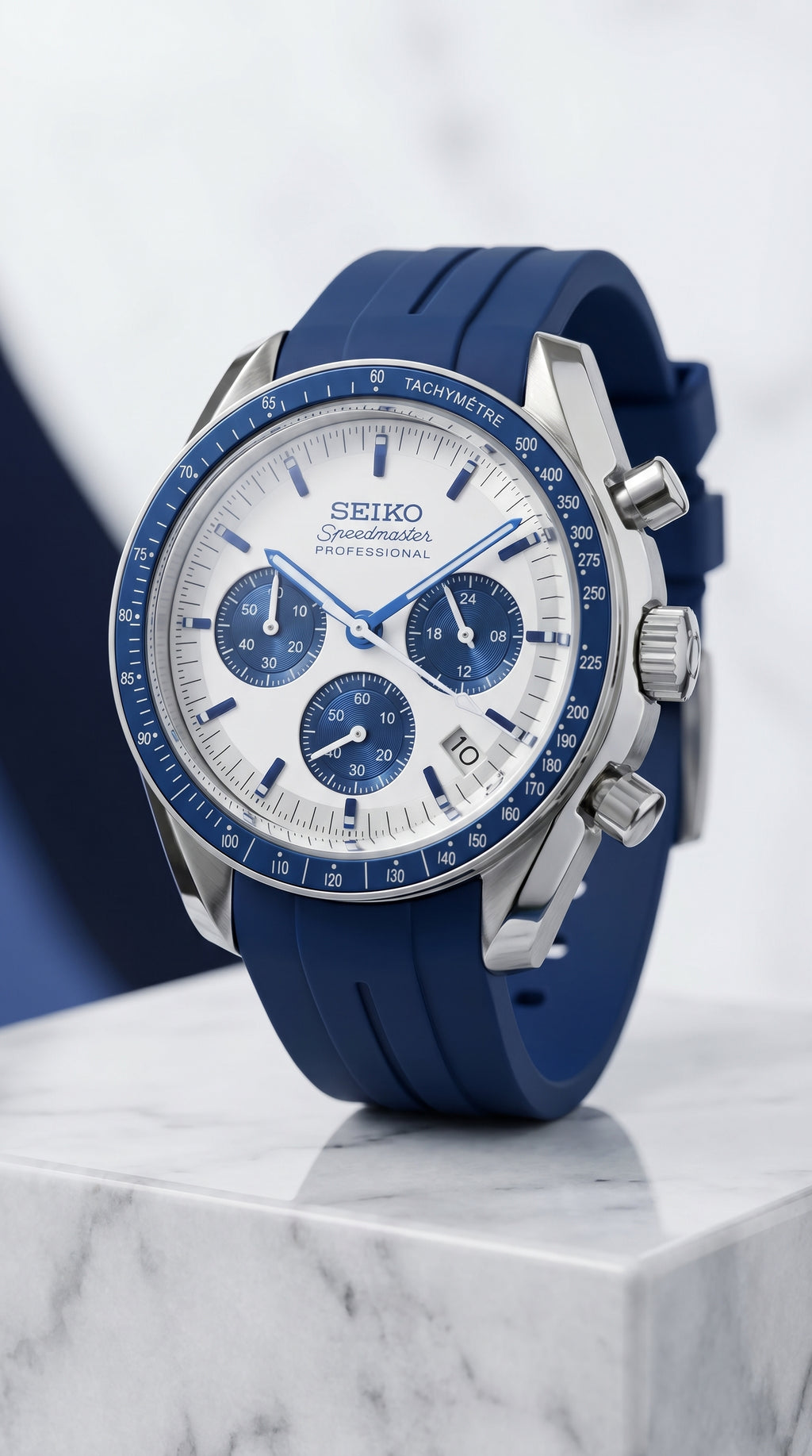 Blue Speedmaster Rubber Strap