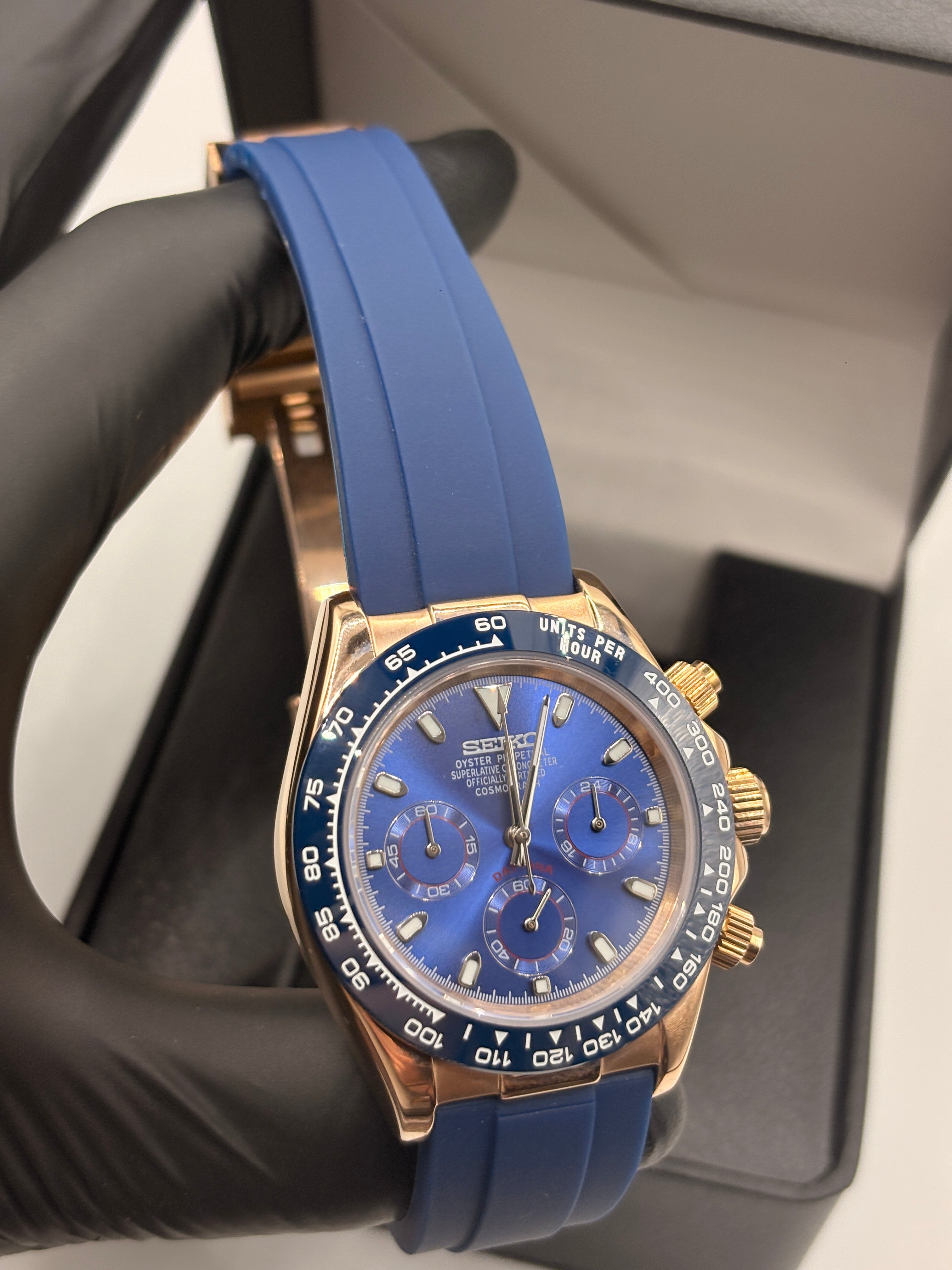 Daytona-  Blue Dial Rose Gold Chronograph