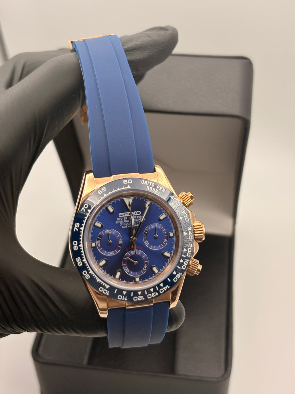 Daytona-  Blue Dial Rose Gold Chronograph