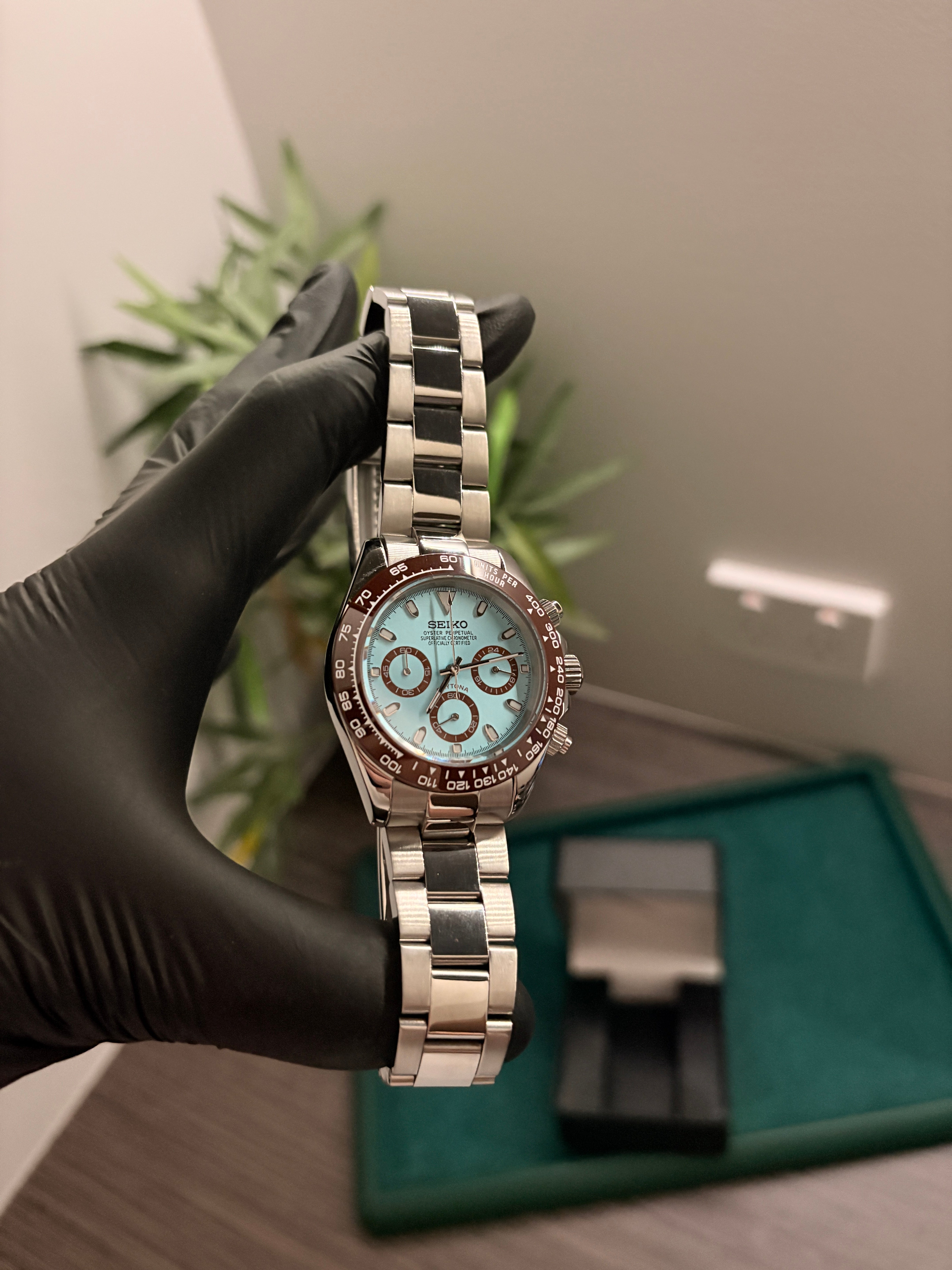 Daytona Mod Ice blue Dial Chocolate Bezel – JS Watches