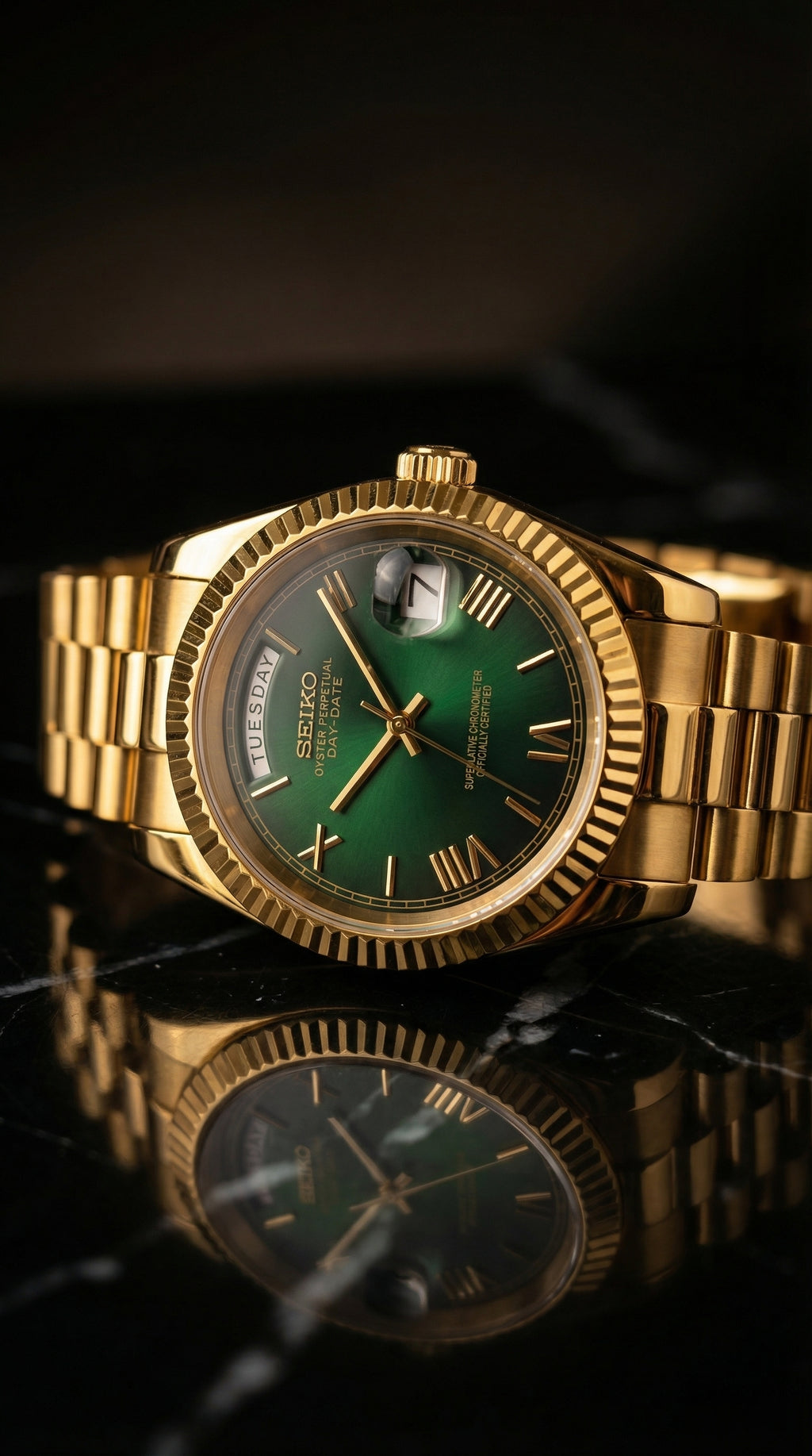 Ombre Green Day-Date Gold