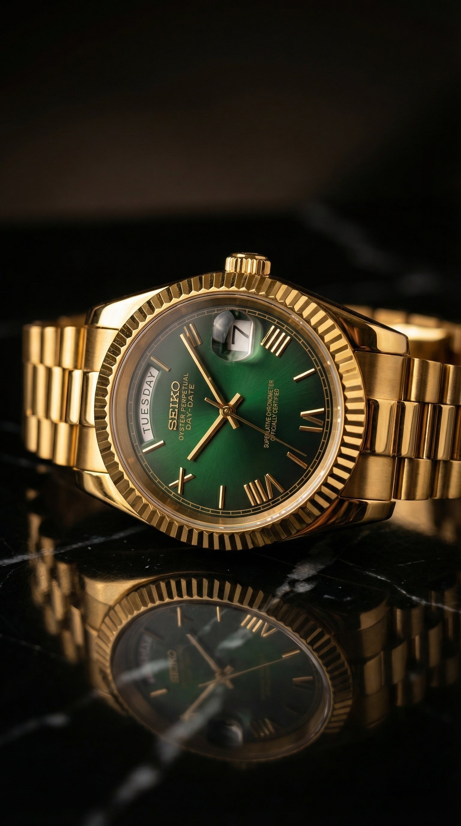 Ombre Green Day-Date Gold