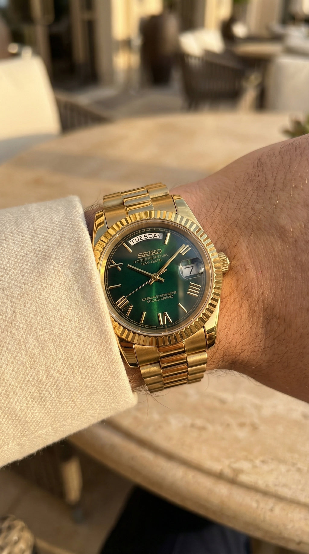 Ombre Green Day-Date Gold
