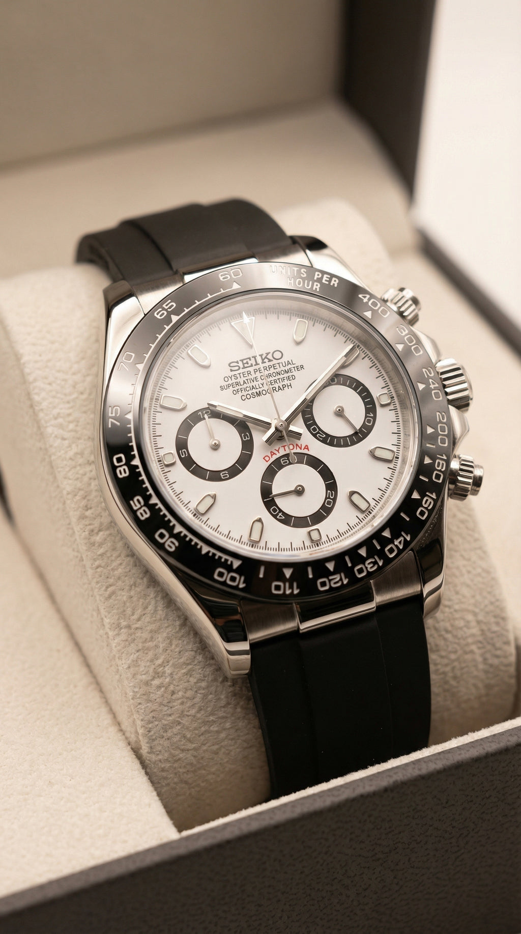Panda Daytona Chronograph Black Rubber Strap